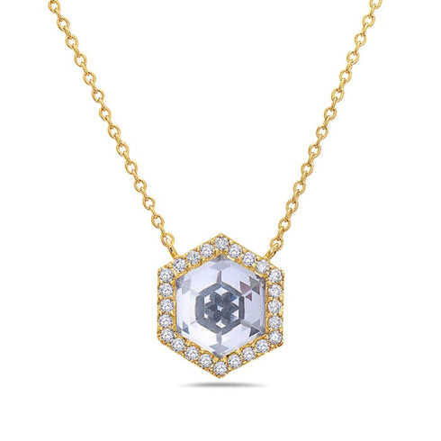 14KYellow Gold Diamond and Quartz Necklace